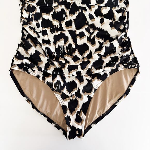 [La Blanca] Animal Print Slimming Ruched Sweetheart Neck One Piece Swimsuit 16 - Picture 8 of 12